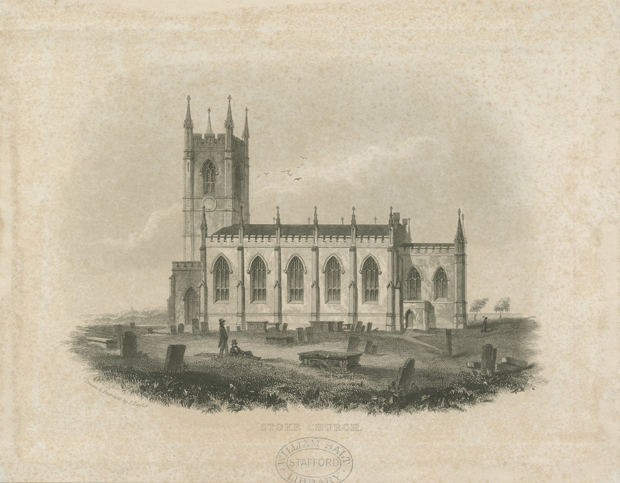 Stoke-upon-Trent Kerk [Nieuw]: staalgravure (vignet), nd [?midden 19e eeuw] door T Taylor