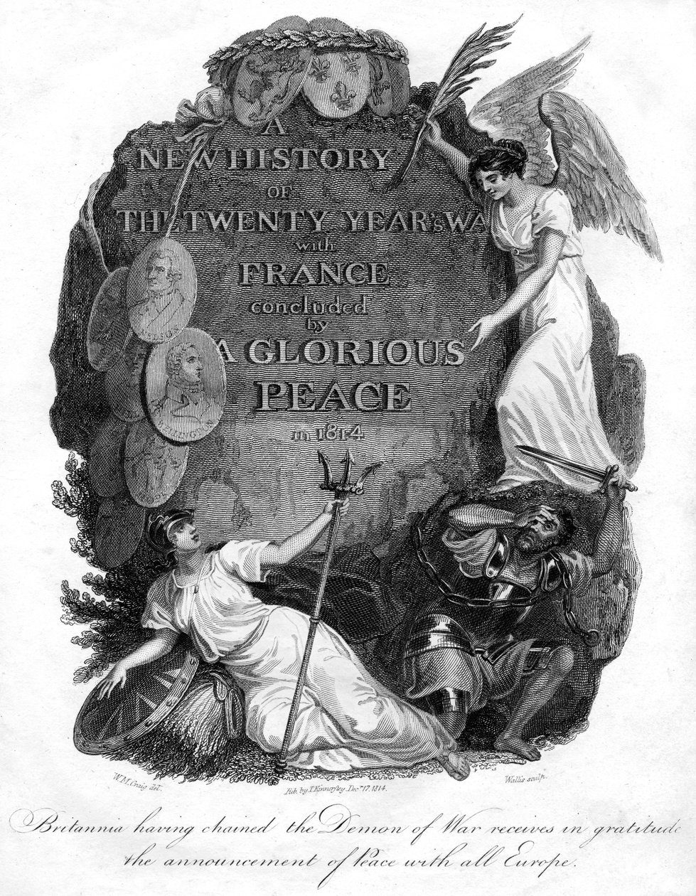Britannia heeft de demon van oorlog geketend, 1816 door T. Wallis
