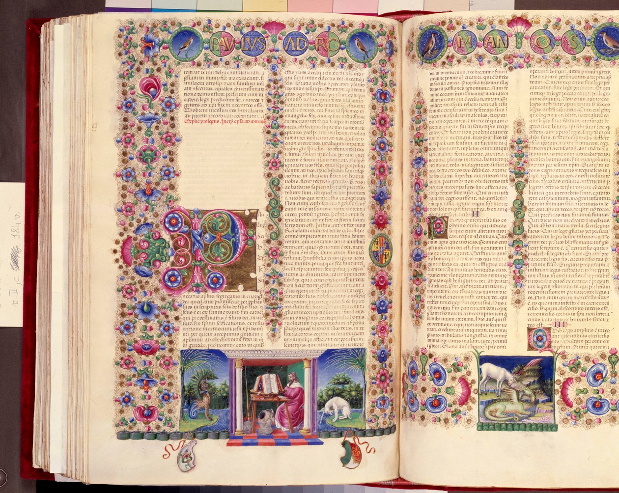 Brief van St. Paulus aan de Romeinen, dubbele folio illustratie uit 