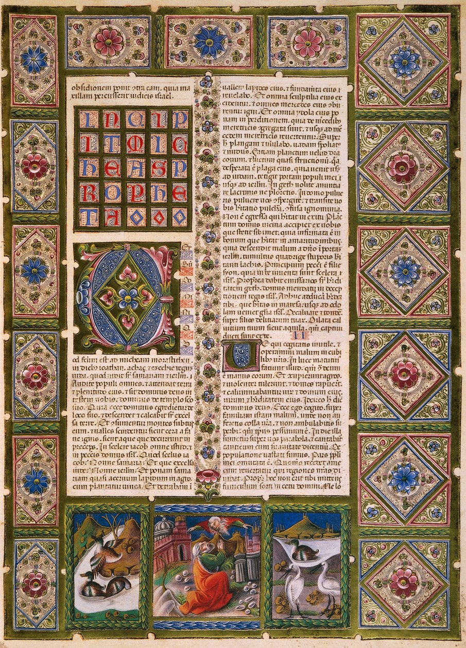 Incipit van het Tweede Boek van de Makkabeeën, uit Volume II van de Bijbel van Borso d