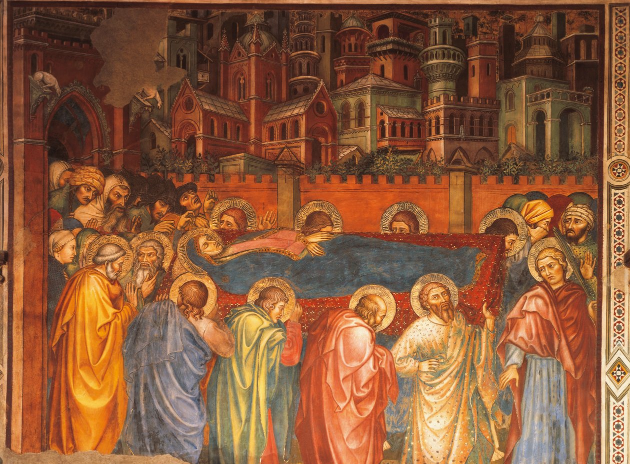 Begrafenis van de Maagd, scène uit het leven van de Maagd door Taddeo di Bartolo