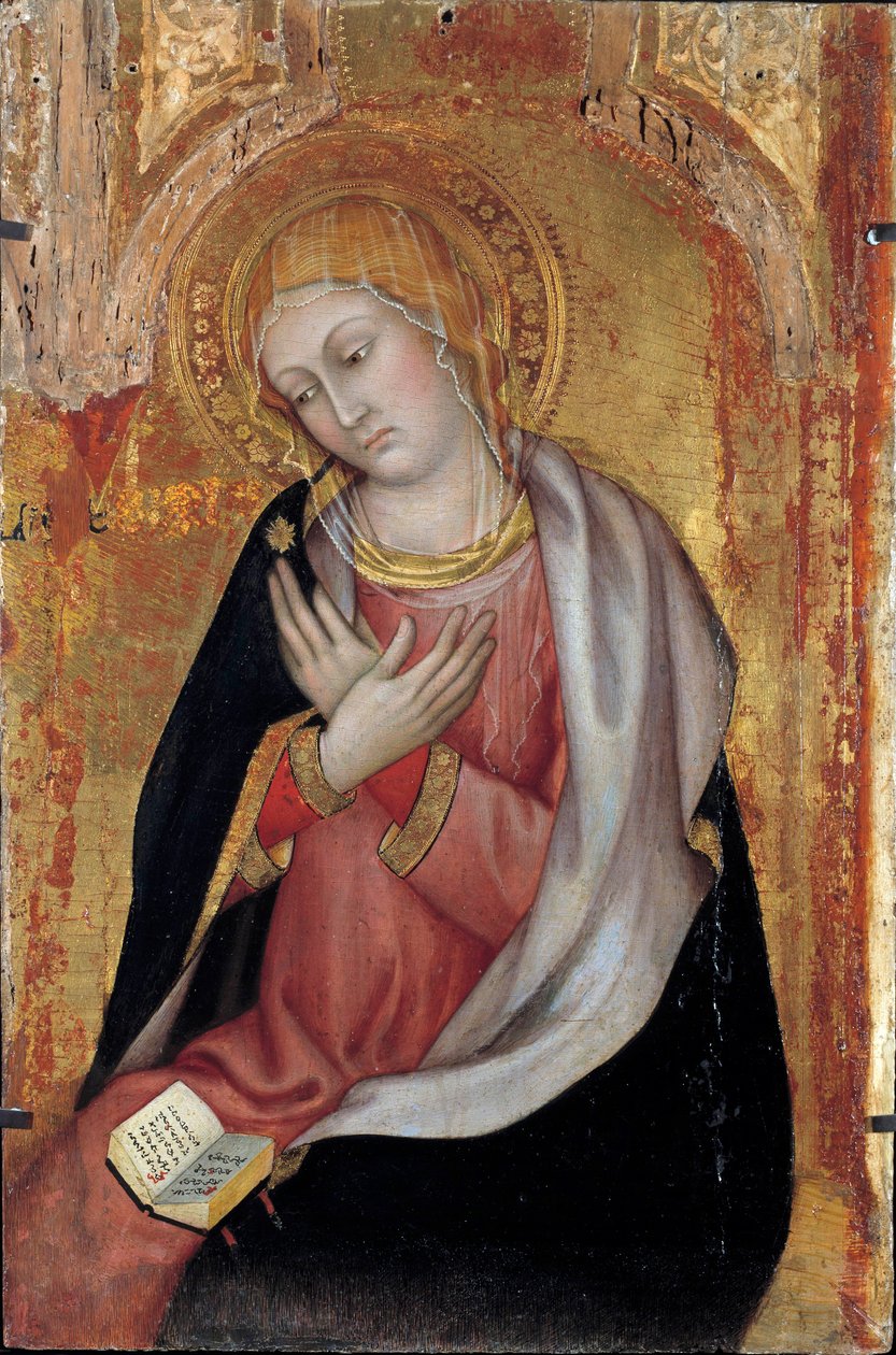 De Maagd van de Aankondiging Altaarstuk door Taddeo di Bartolo (begin 15e eeuw). Dim. 0,77x0,55 m. Avignon, Musee du Petro Palais door Taddeo di Bartolo
