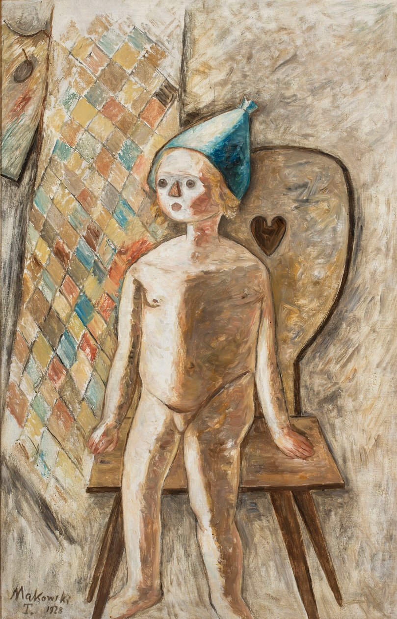 Naakt van een meisje met een blauwe muts door Tadeusz Makowski