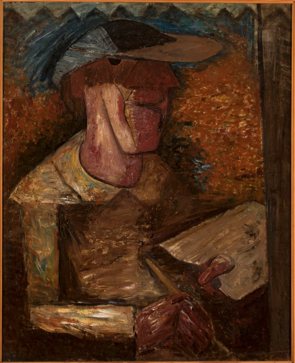 Zelfportret met palet door Tadeusz Makowski