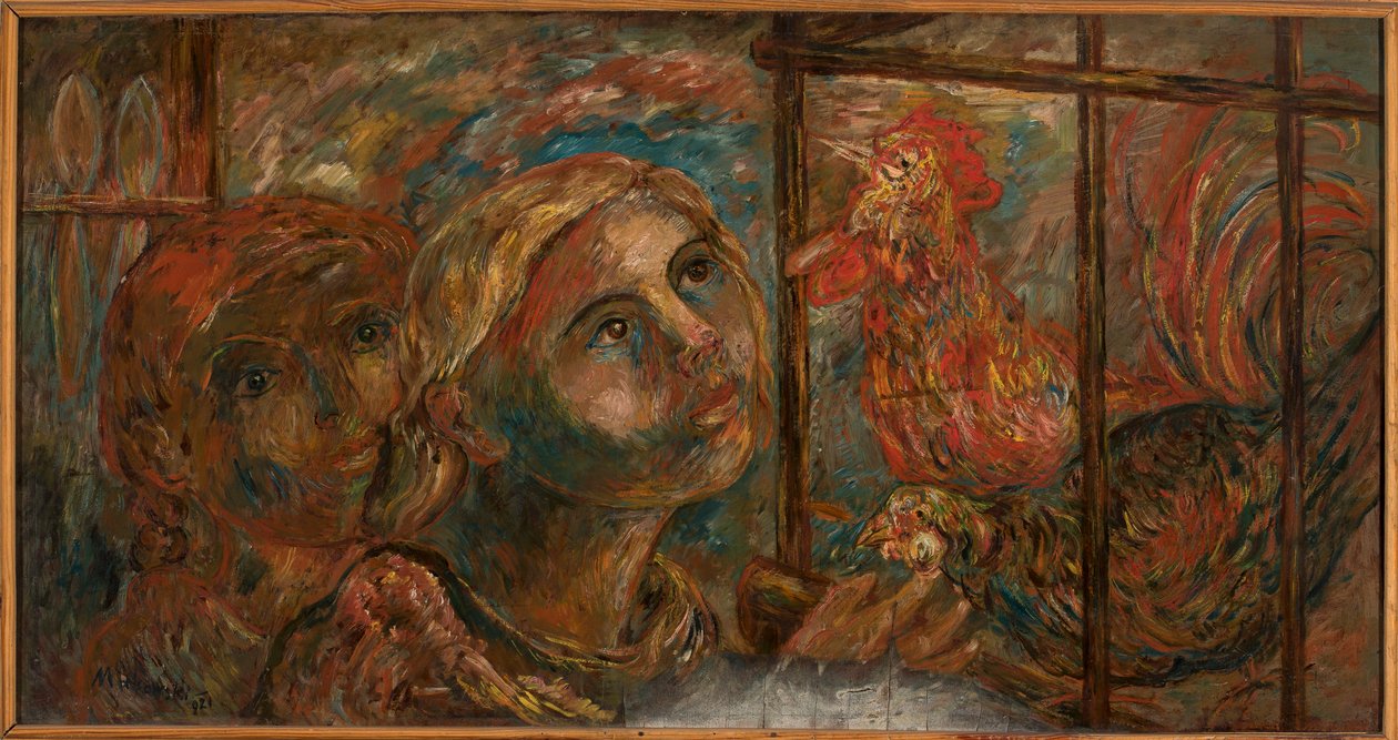 Kinderen en hanen door Tadeusz Makowski