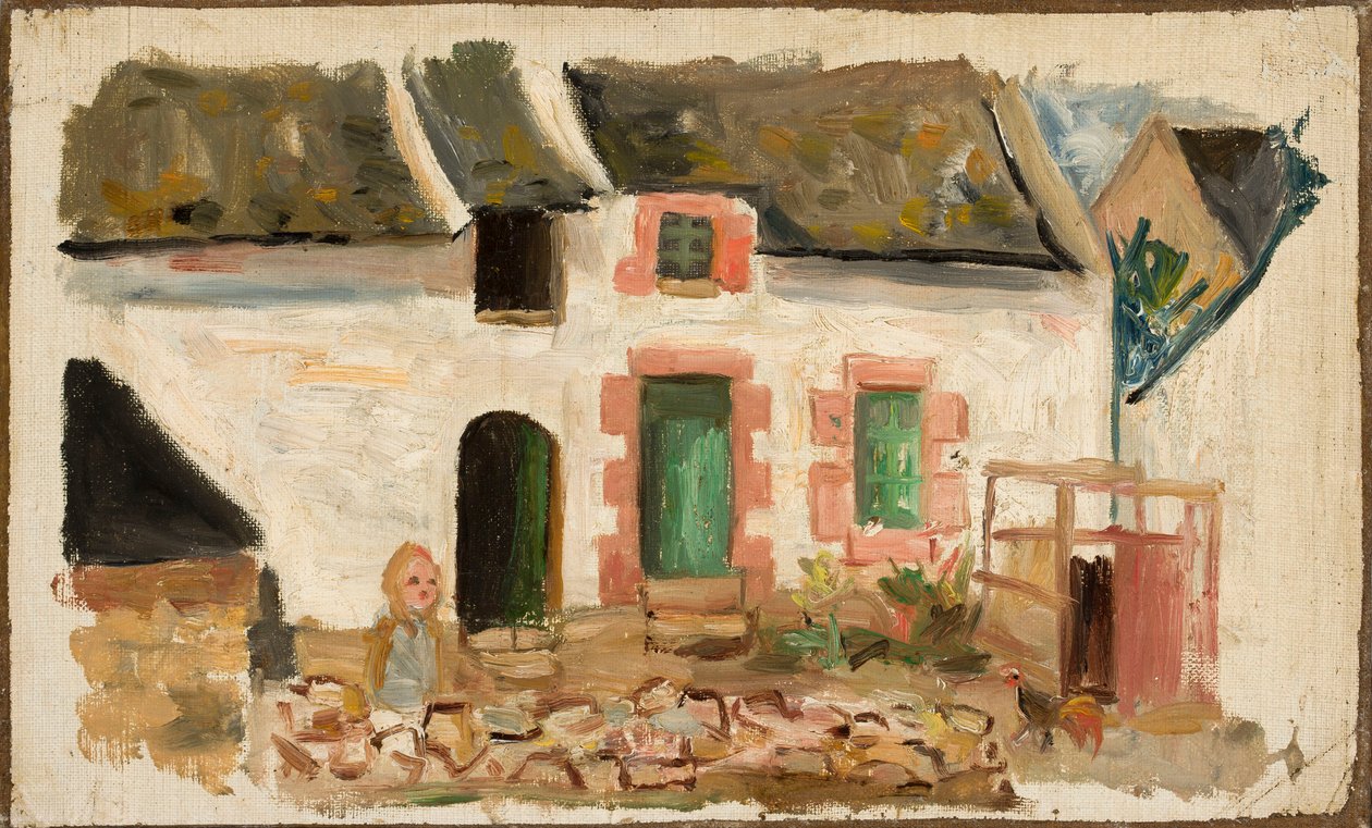 Kind voor het huis door Tadeusz Makowski