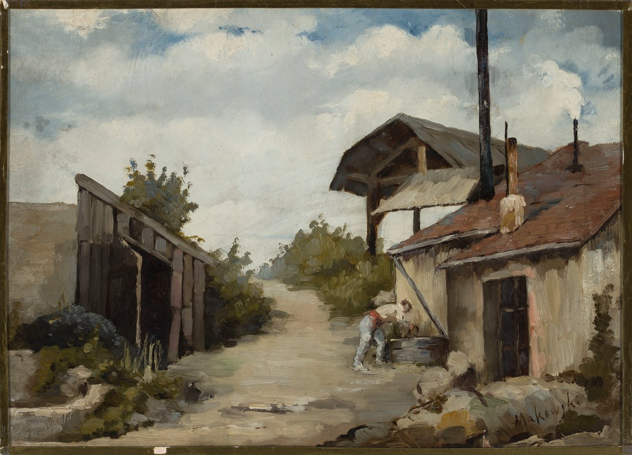 Landschap - Boerderij door Tadeusz Makowski