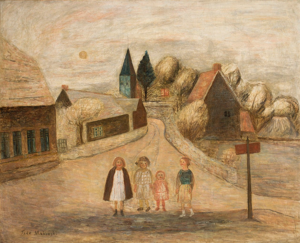 Normandisch landschap (Breuilpont) door Tadeusz Makowski
