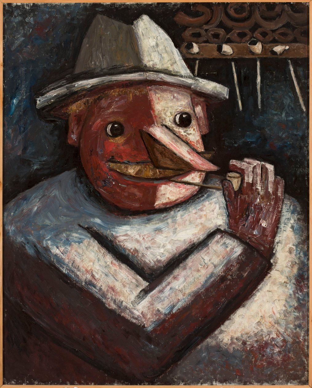 Mannenportret met pijpen door Tadeusz Makowski