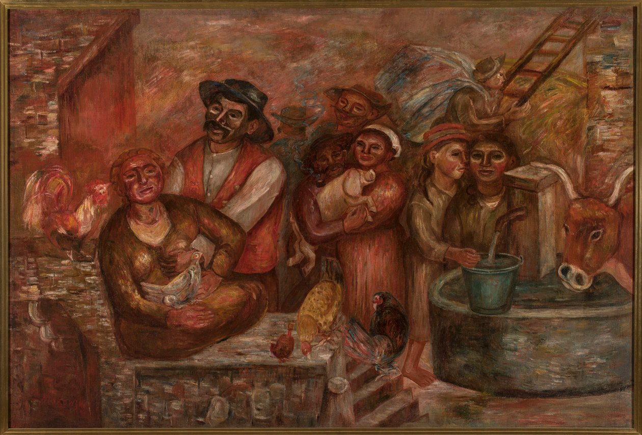 Dorpelingen door Tadeusz Makowski