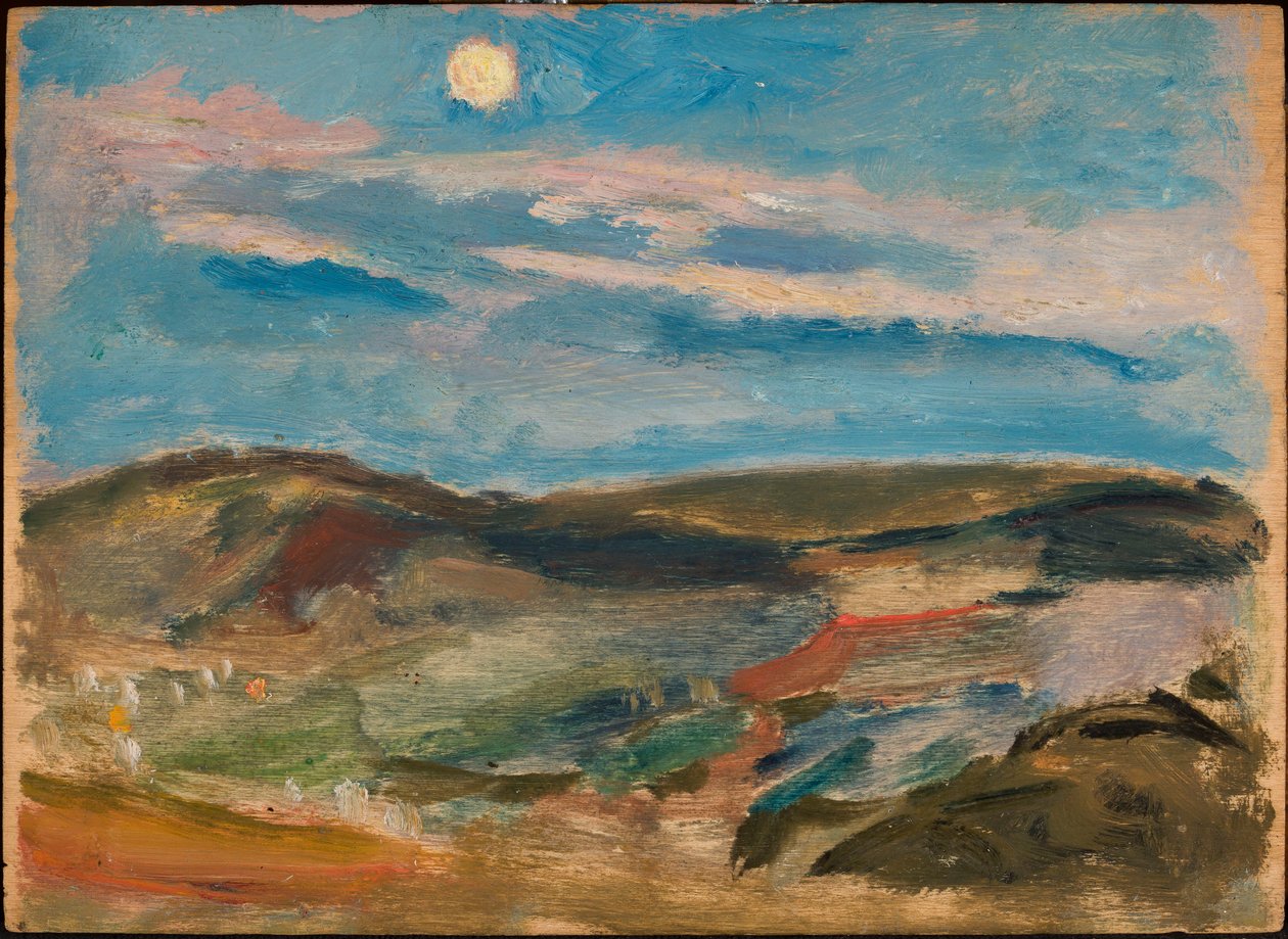 Door de maan verlichte heuvel door Tadeusz Makowski