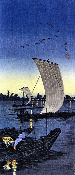 Avondboten bij Sekiyado door Takahashi  Hiroaki