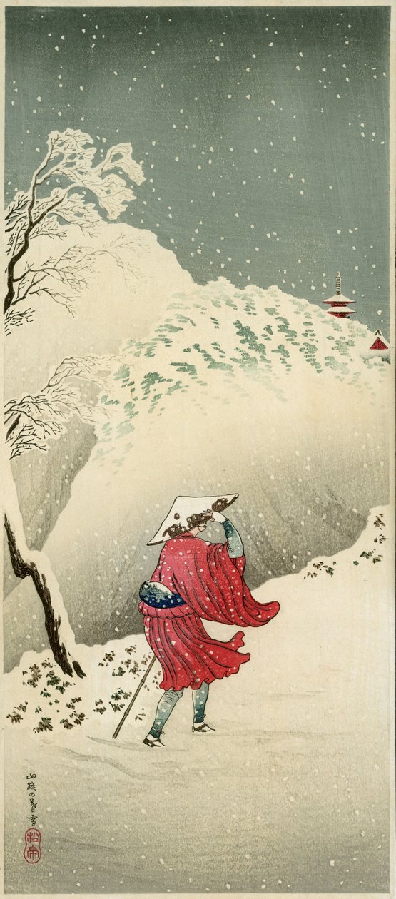 Reiziger in de sneeuw door Takahashi  Hiroaki