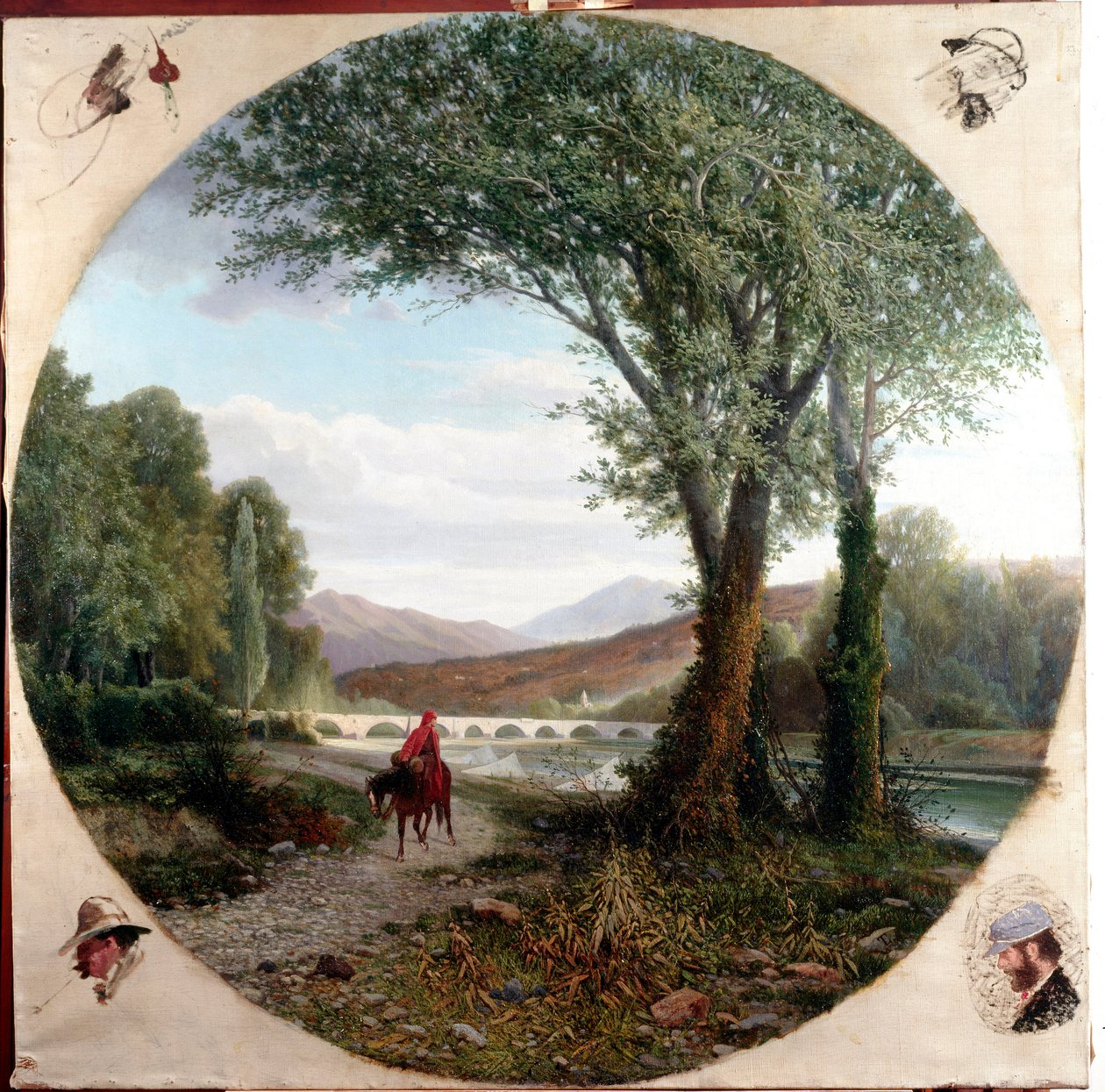 Dante een paard rent langs de rivier Entella of de Passage Illustratie van het Vagevuur in La divina commedia (De goddelijke komedie) door Dante Alighieri (1265-1321) Schilderij door Tammar Luxoro (1824-1899) Voor 1865 Genua, Civica Galleria d