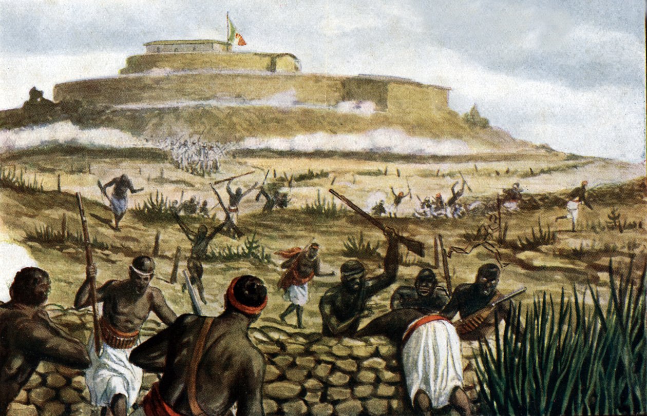 Berg Abba Gerima (Abba Garima) bij de Slag bij Adwa, 1 maart 1896, illustratie uit Storia d