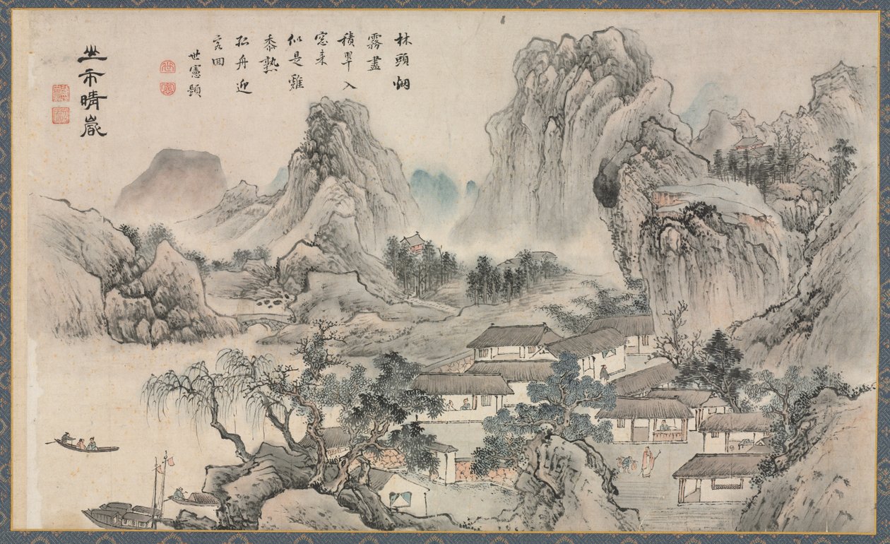 Een van de acht uitzichten van de Xiao en Xiang rivieren door Tani Bunch