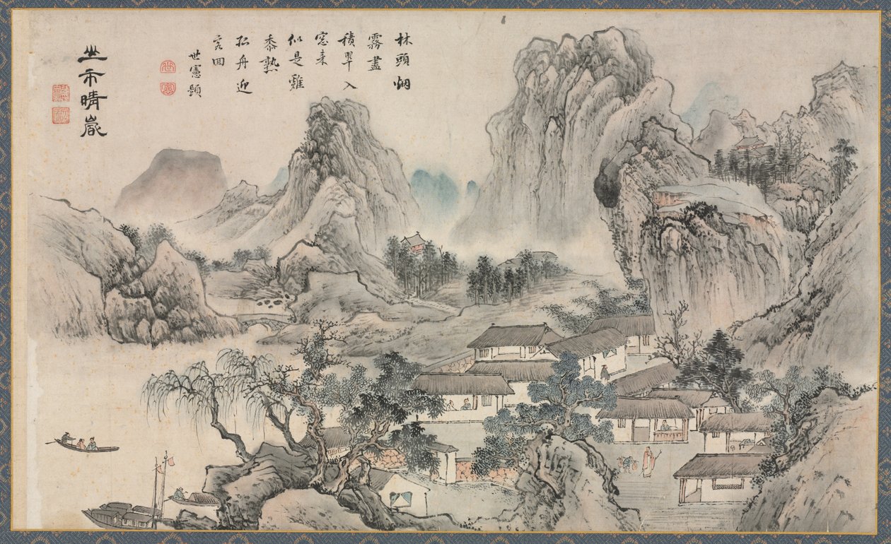 Een van de acht gezichten op de Xiao en Xiang rivieren door Tani Buncho