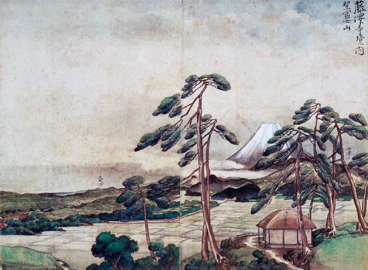 Uitzicht op de kust van Kanagawa door Tani Buncho