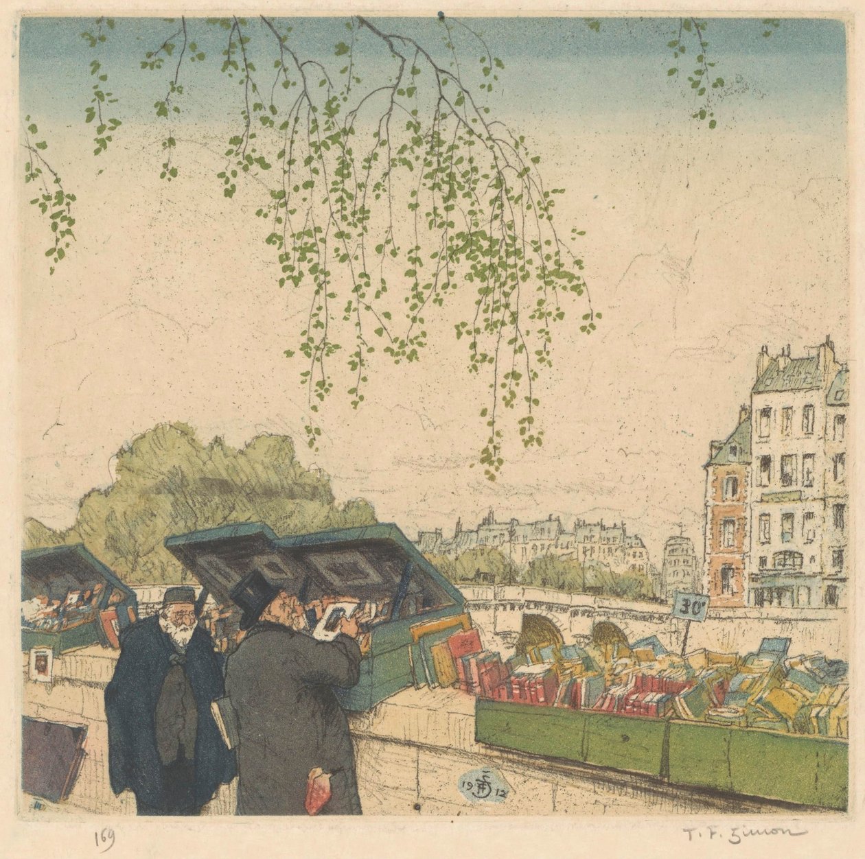 Boekhandelaar op een kade in Parijs door Tavík František Šimon (signed by artist)