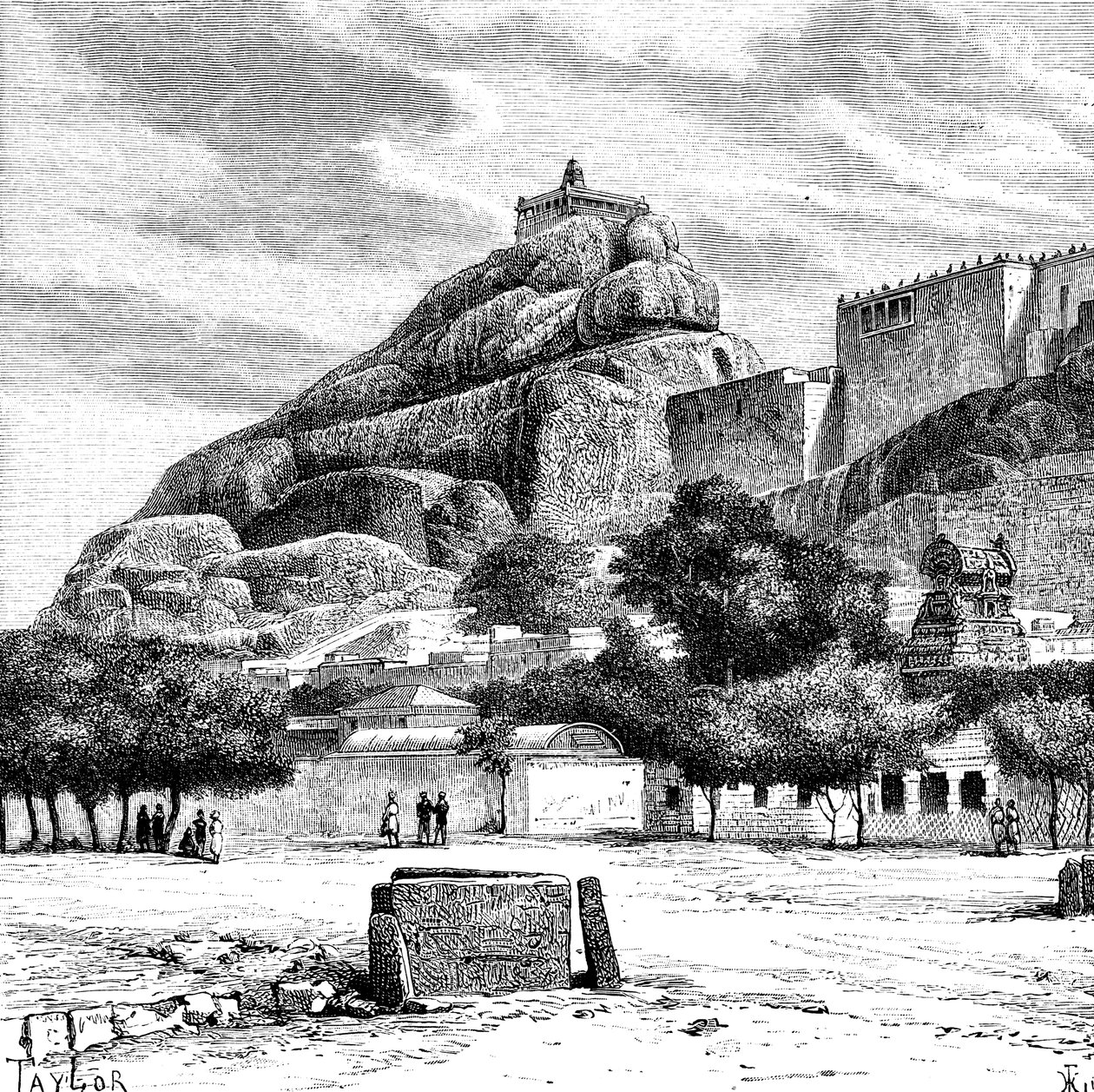 De Rotsfort Tempel van Tiruchirapalli, India, 1895 door Taylor