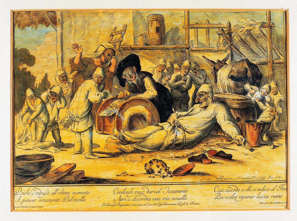 Pulcinella maakt testament door Blaise Nicolas Le Sueur