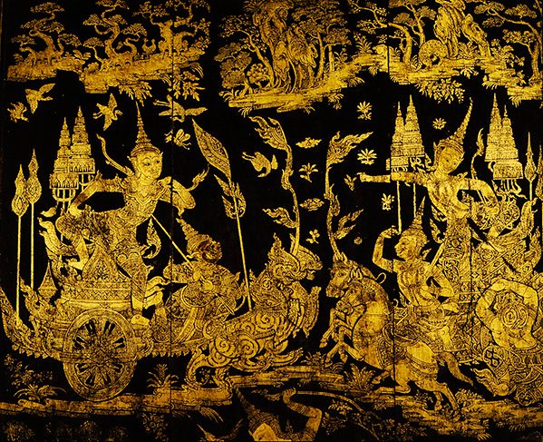 Episode uit de Ramakien, (detail) door Thai School