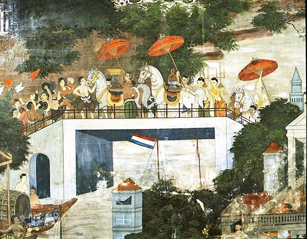 Monnik naar het klooster gebracht na zijn wijding door Thai School