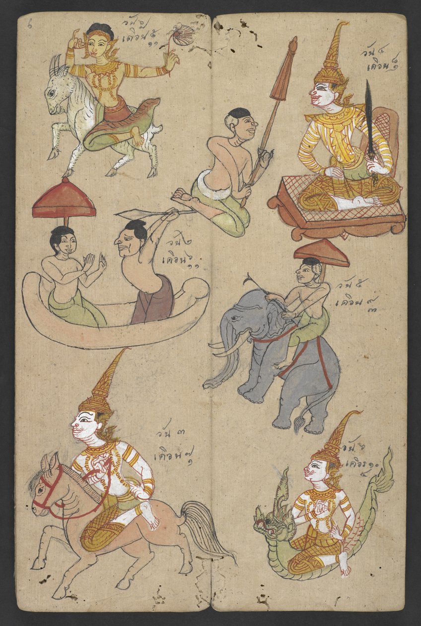 Or 16455 f.6r, Dieren uit de Dierenriem, uit Phrommachat door Thai School