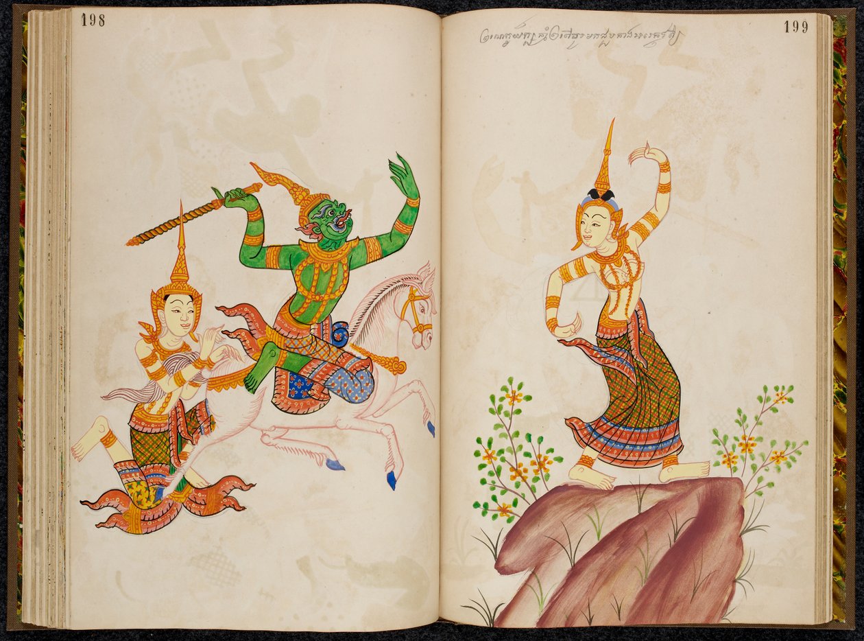Scène uit de Thaise versie van de Vidhura-pandita Jataka door Thai School