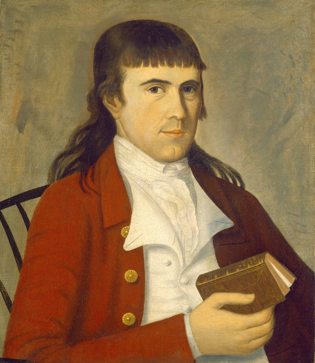 Portret van een man in het rood, ca. 1785-1790 (olieverf op doek) door The Sherman Limner