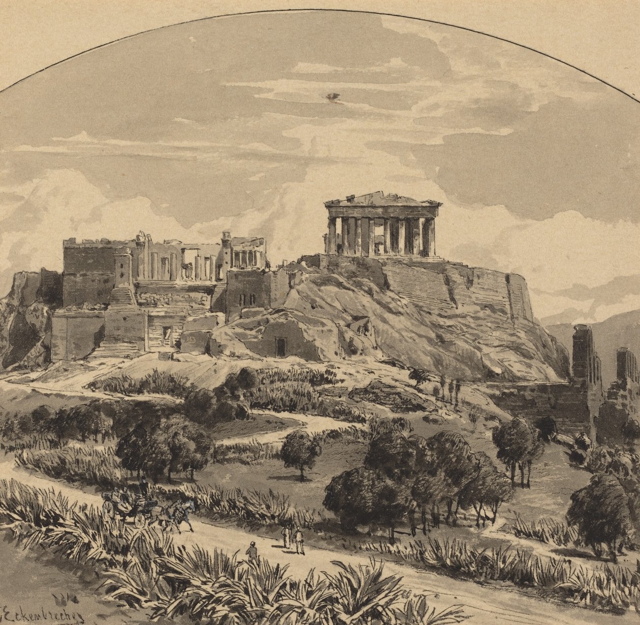 De Akropolis vanuit het westen door Themistocles Eckenbrecher