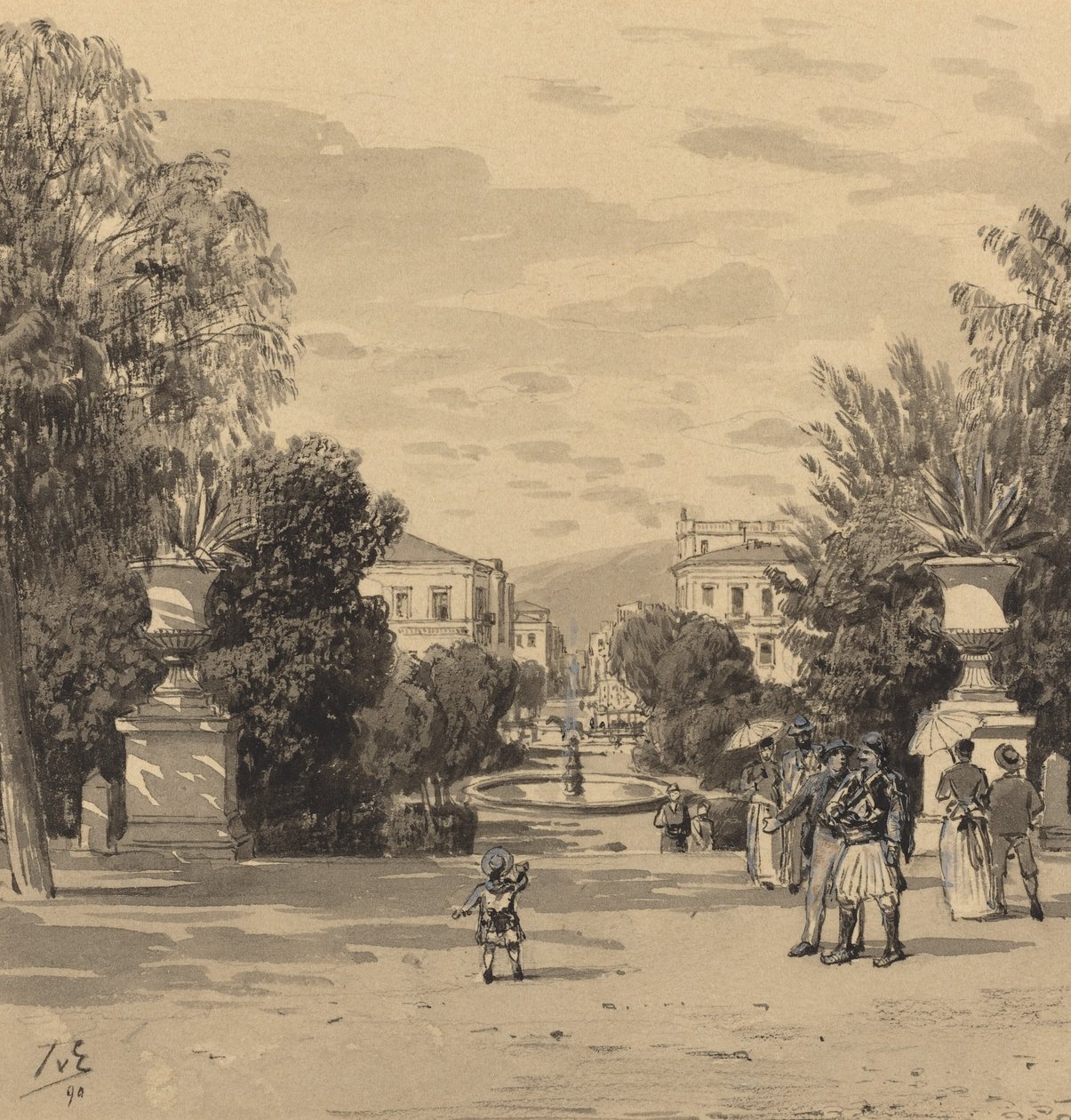Uitzicht vanaf het Oude Koninklijke Paleis van de Hermesstraat door Themistocles von Eckenbrecher