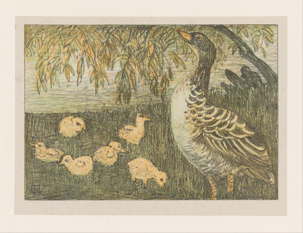 Gans met kuikens door Theo van Hoytema