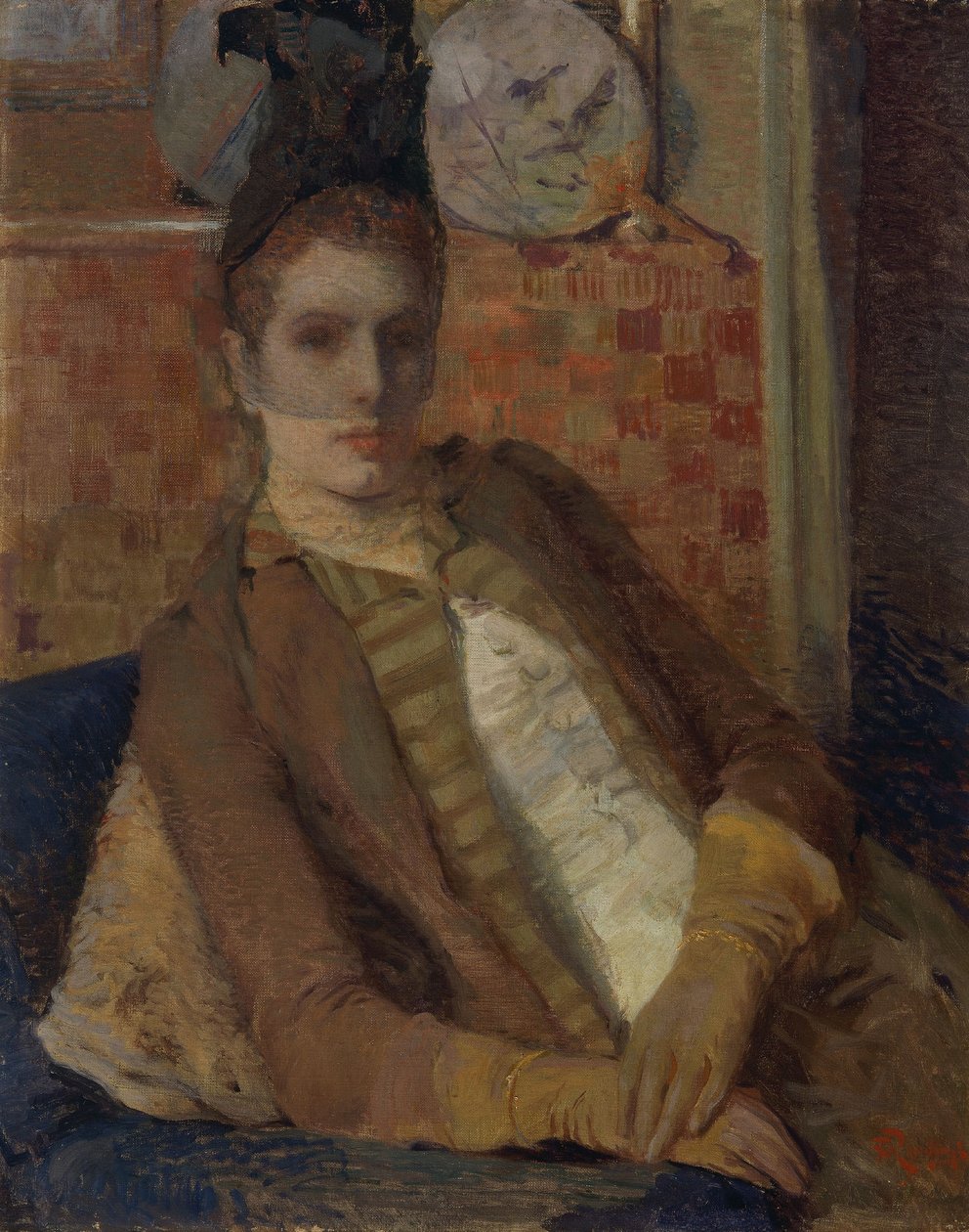 Portret van een zittende dame door Théo van Rysselberghe