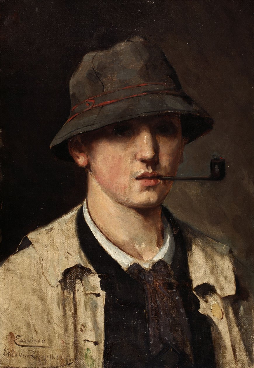 Zelfportret, ca. 1880 (olieverf op doek) door Theo van Rysselberghe