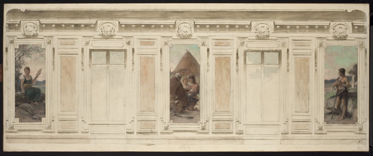 Schets voor de trouwzaal in het stadhuis van Courbevoie: Fileuse. De bruiloft. Berger, 1884 door Theobald Chartran