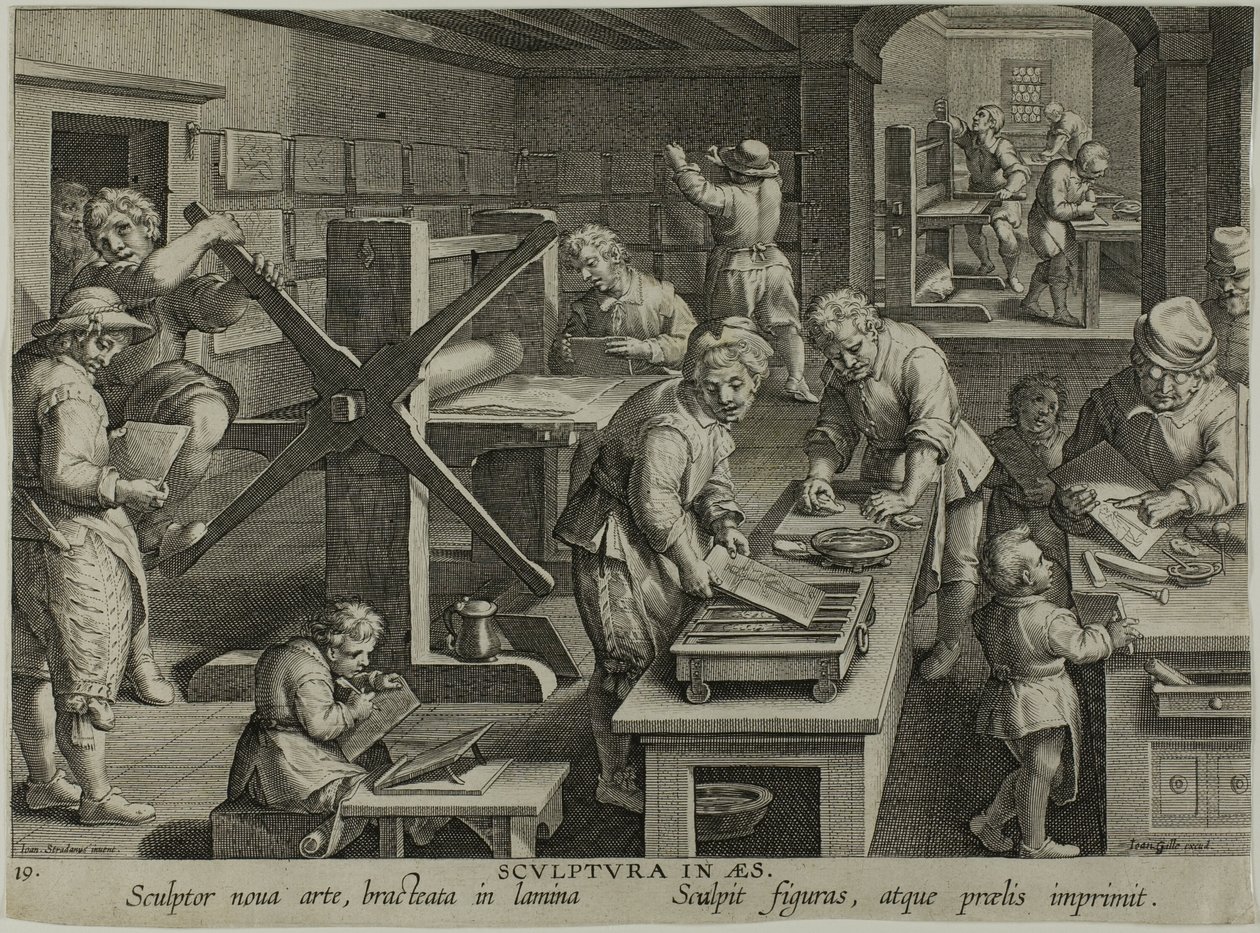 De uitvinding van de kopergravure door Theodoor Galle