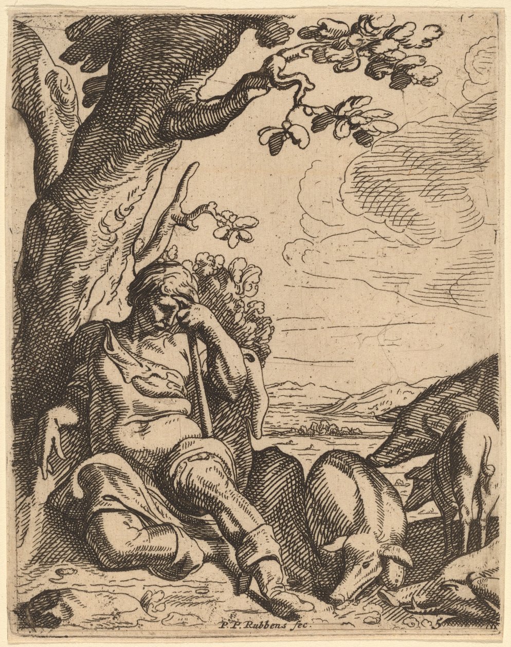 De Verloren Zoon tussen de Varkens door Theodoor van Thulden after Sir Peter Paul Rubens