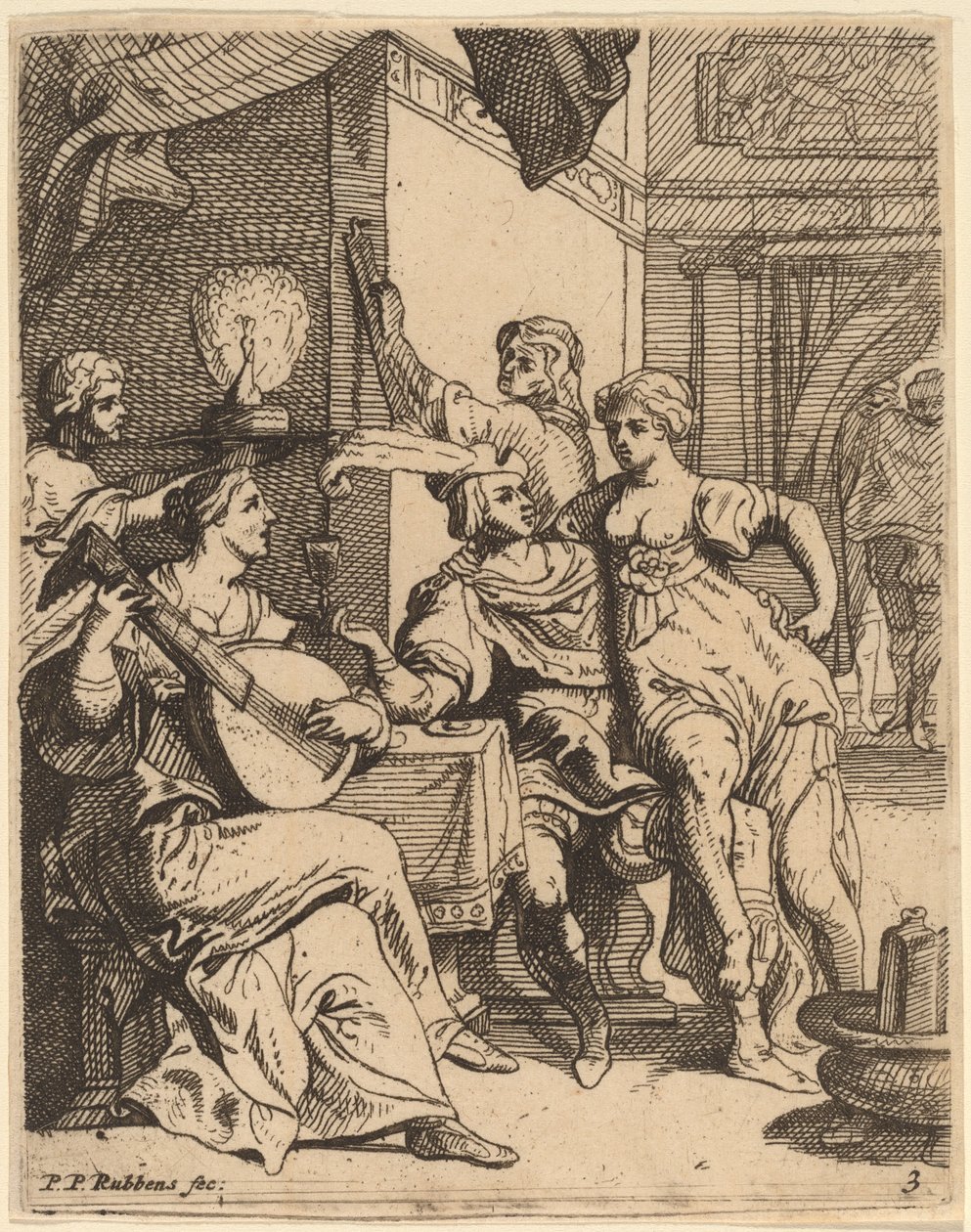De verloren zoon verkwist zijn bezit in de taverne door Theodoor van Thulden after Sir Peter Paul Rubens