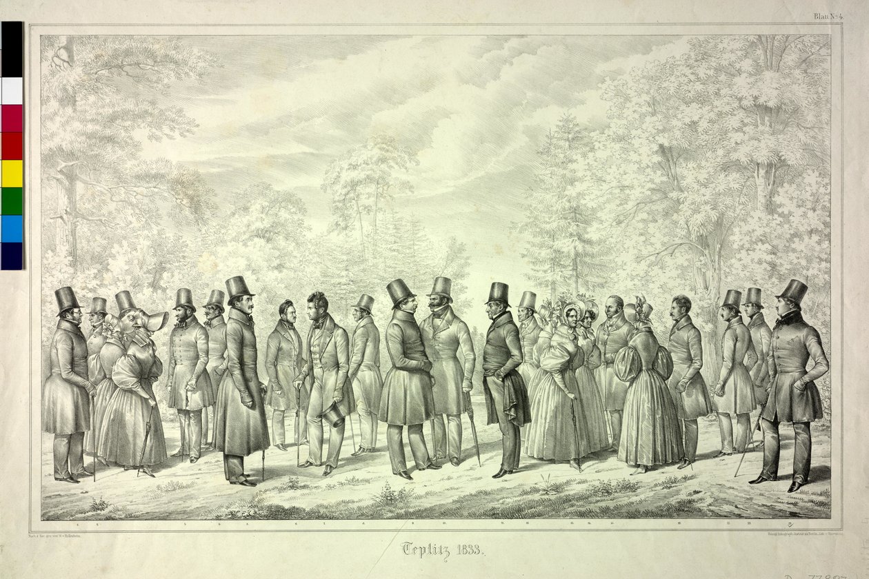 Teplice herinneringen. badseizoen 1833. blad 4 door Theodor Hosemann