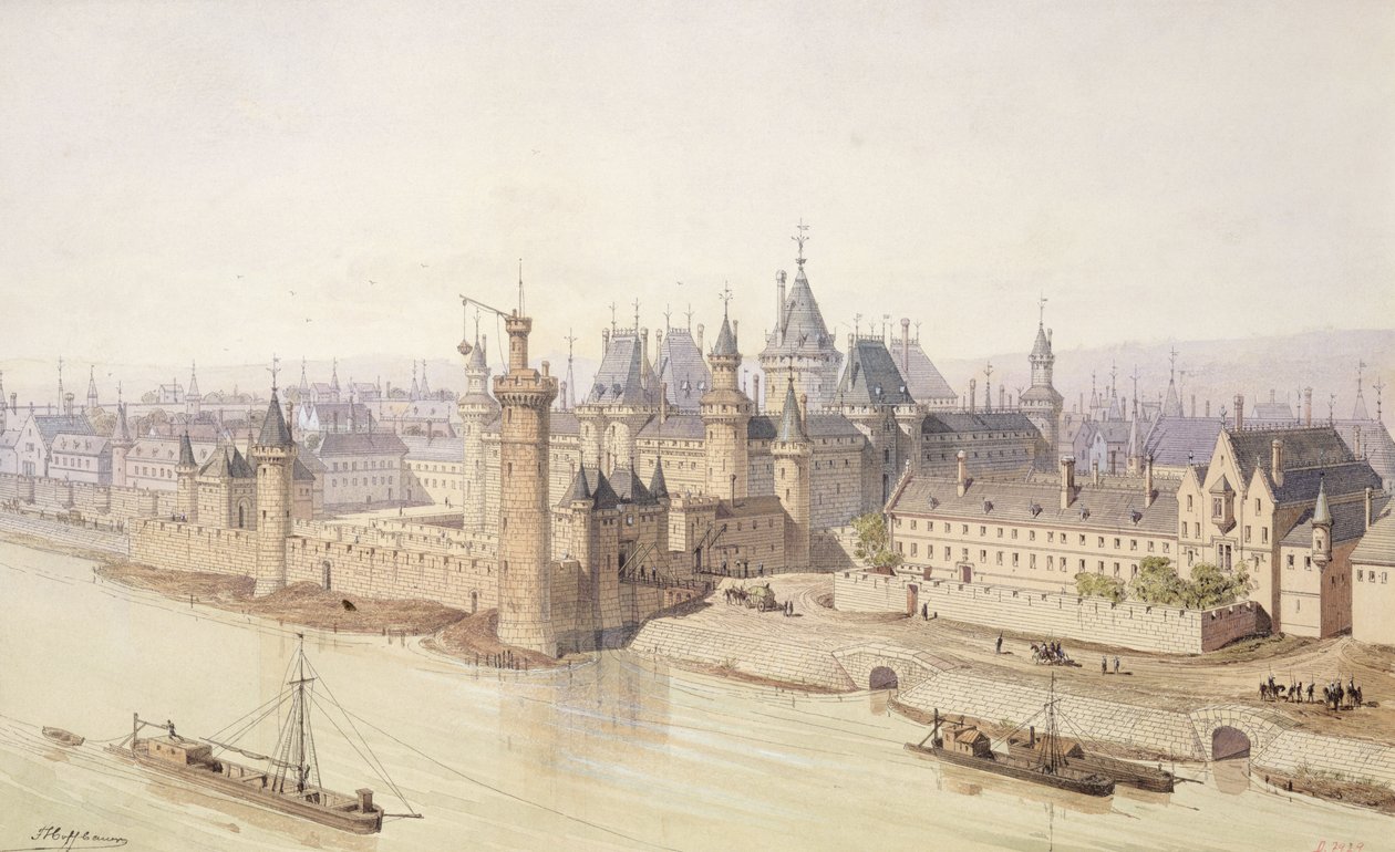 Het Louvre tijdens het bewind van Karel V (1337-80) 