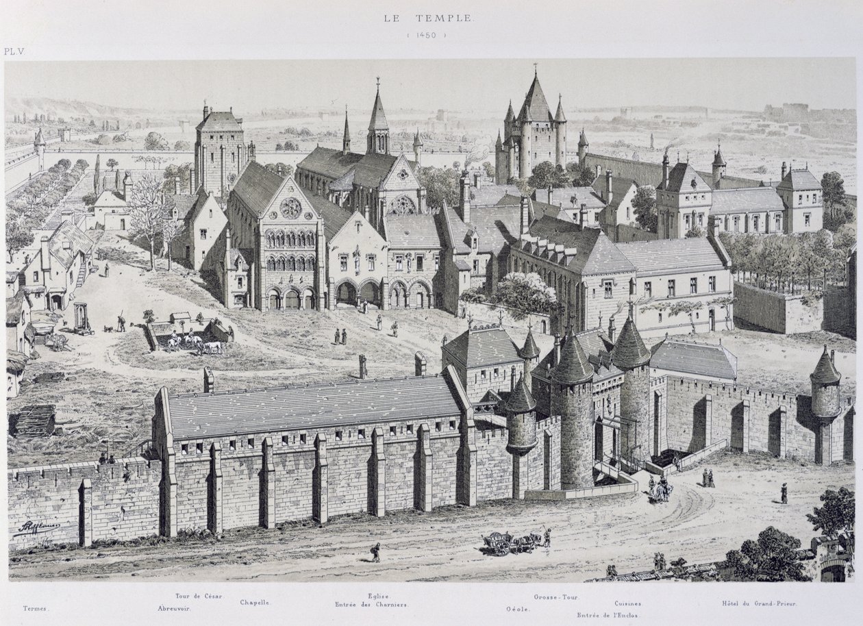 Uitzicht op de Tempel in 1450, illustratie uit 