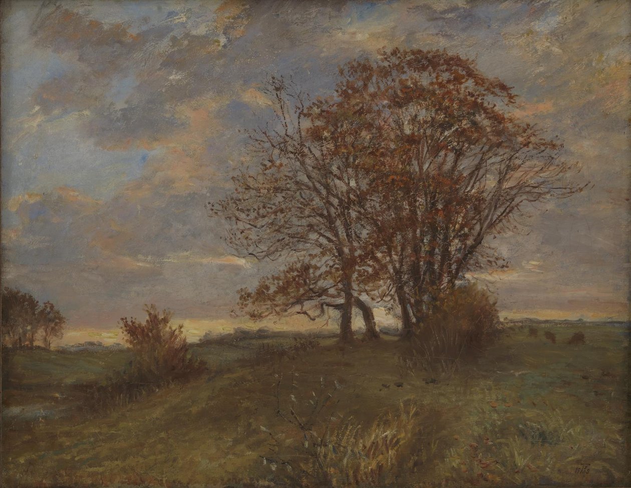 Een landschap bij Borup, Seeland. Avond door Theodor Philipsen