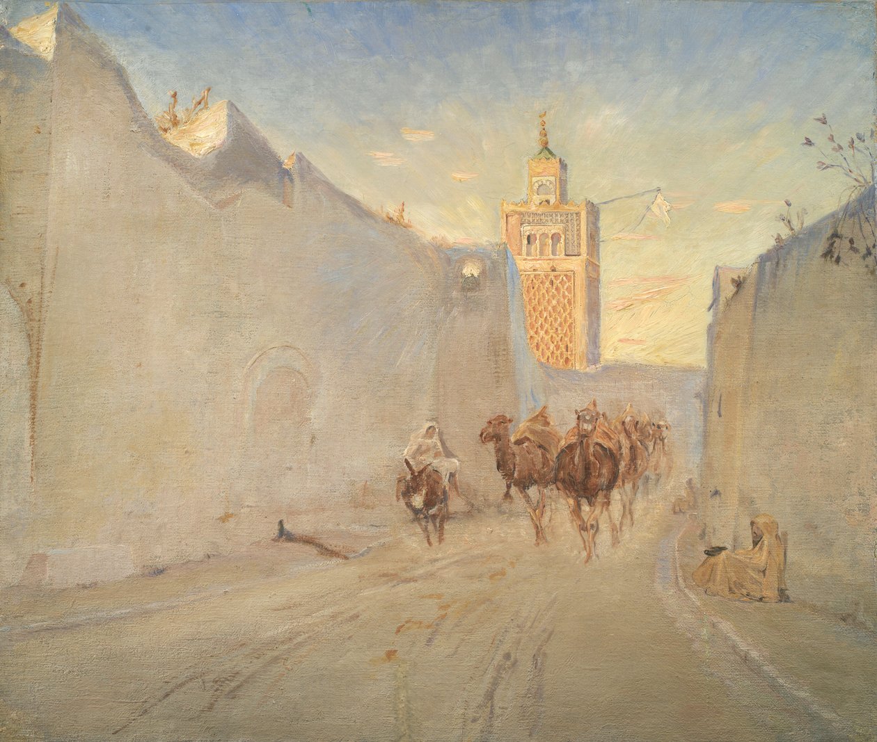 Kamelen in een straat in Tunesië door Theodor Philipsen