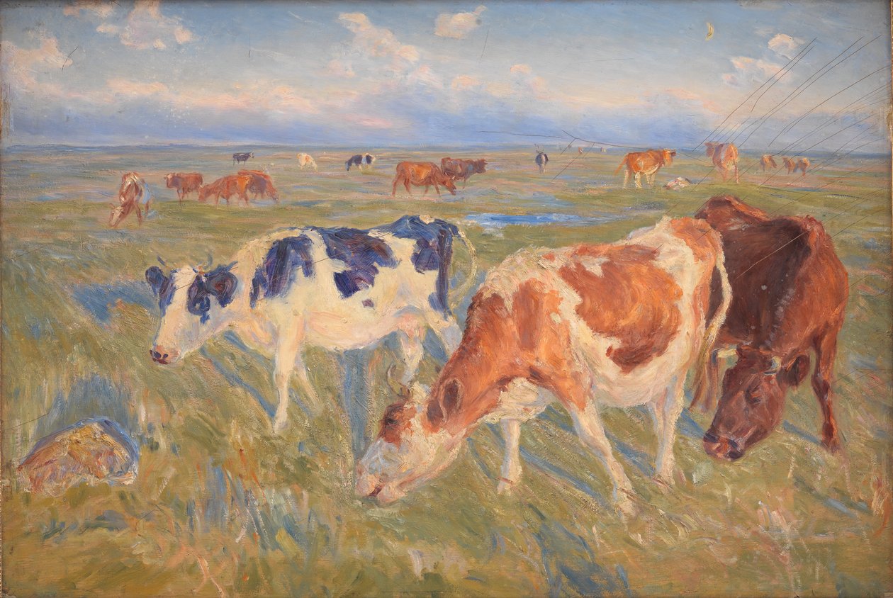 Grazende koeien op het eiland Saltholm door Theodor Philipsen