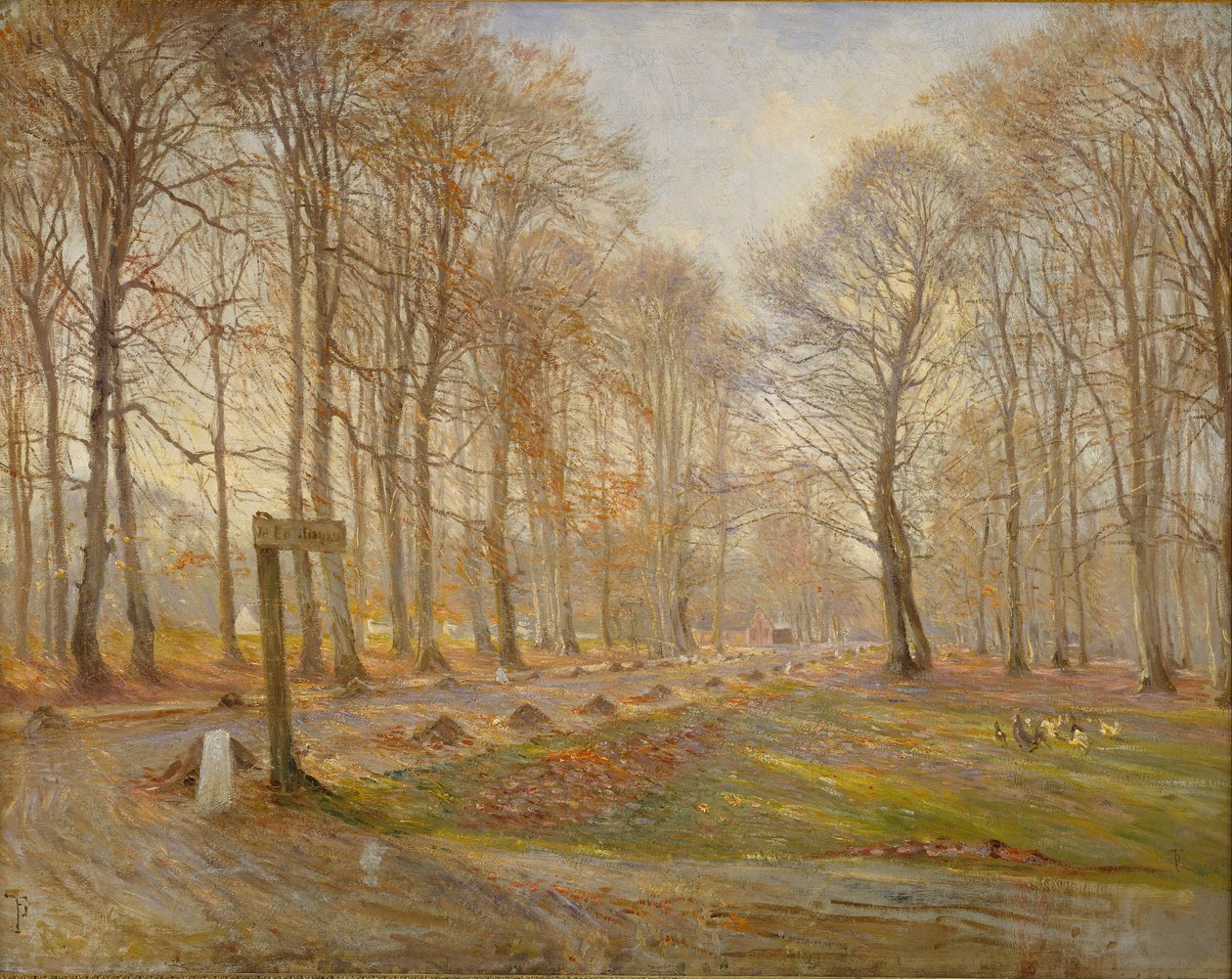 Late Herfstdag in het Jægersborg Hertenkamp, ten noorden van Kopenhagen door Theodor Philipsen