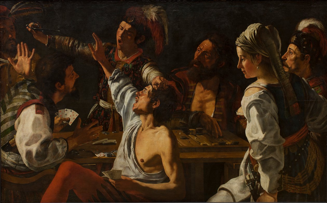 Kaart- en backgammonspelers. Ruzie over kaarten, ca. 1620-30 door Theodor Rombouts