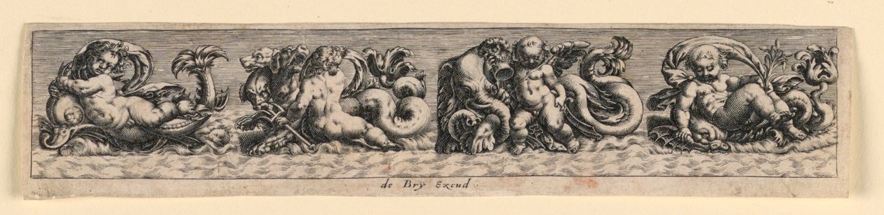 Decoratief Paneel: Zeemonsters door Theodor de Bry