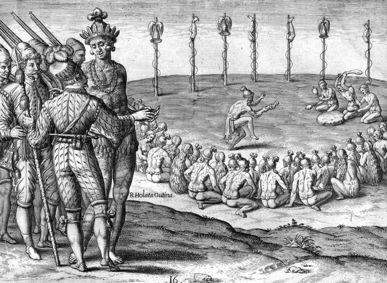 Indiaanse chef Potano Utina door Theodor de Bry