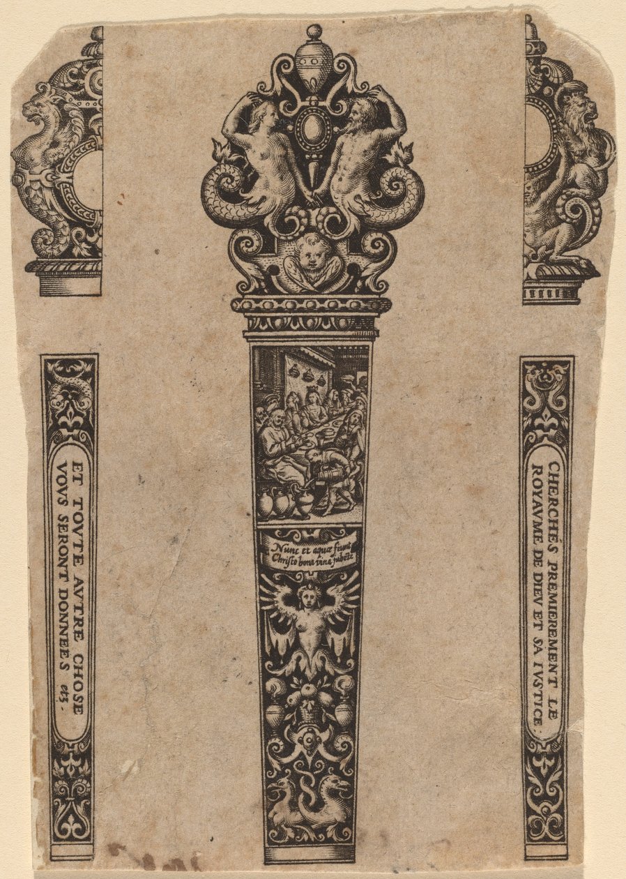 Ornament voor Mesgreep door Theodor de Bry